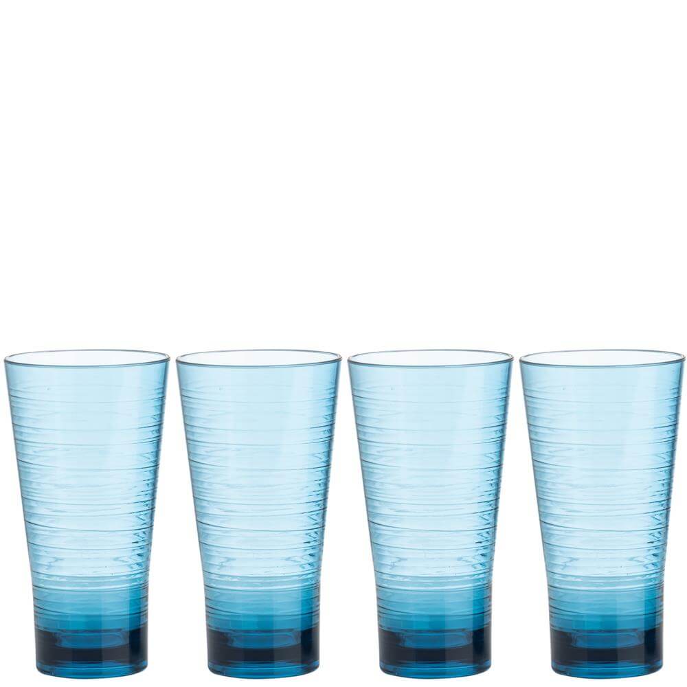The Three Rivers Hampers Co. Blue Linear Set of 4 Hi Ball Glasses
